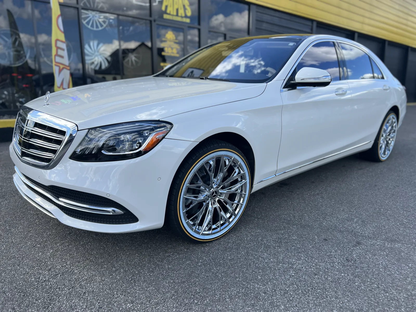 White Mercedes Sedan — Custom Wheels