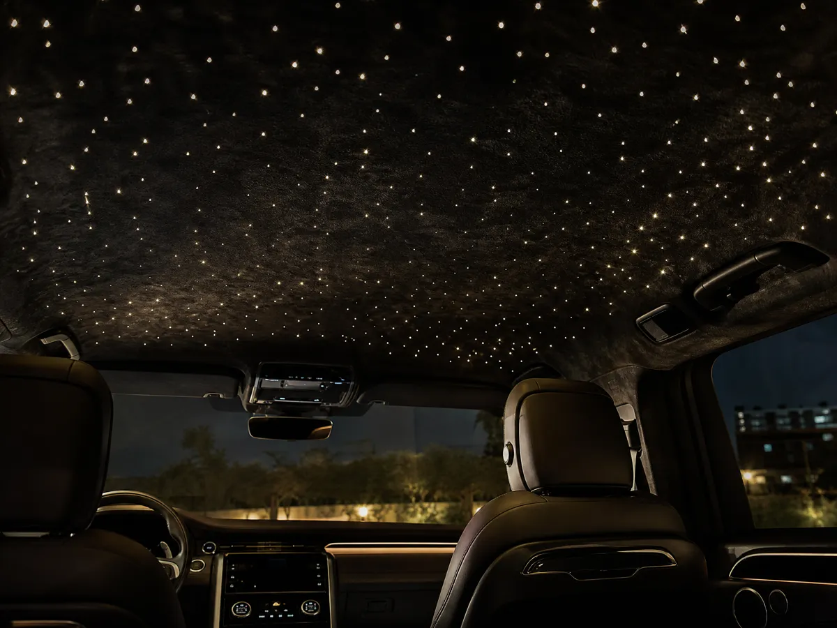 Premium starlight headliner in a black SUV interior
